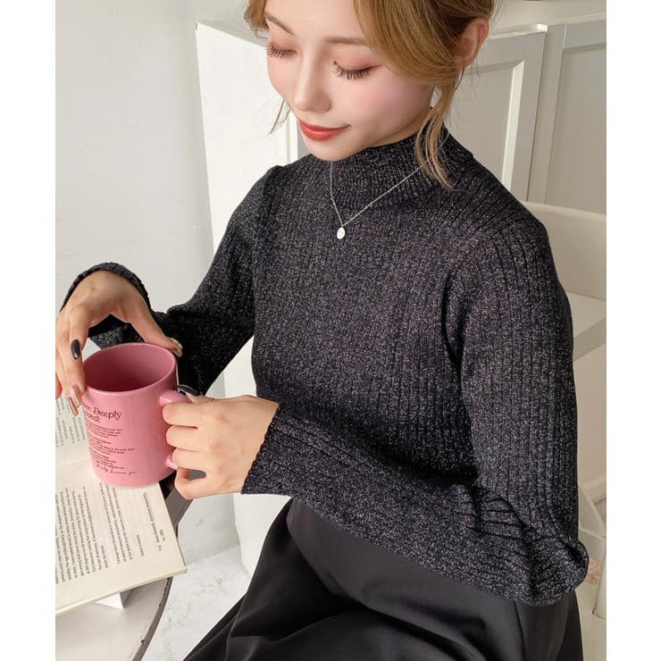 ボトルネックラメニットプルオーバ 12G | moment+ | 詳細画像37 