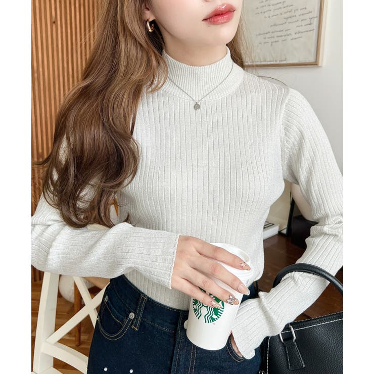 ボトルネックラメニットプルオーバ 12G | moment+ | 詳細画像4 