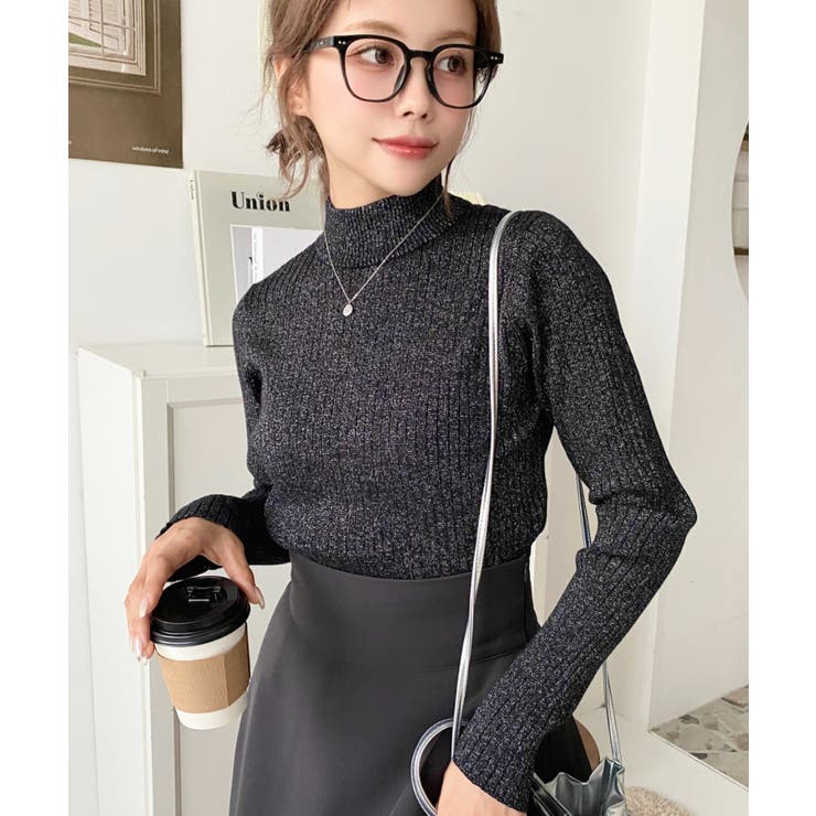 ボトルネックラメニットプルオーバ 12G | moment+ | 詳細画像38 