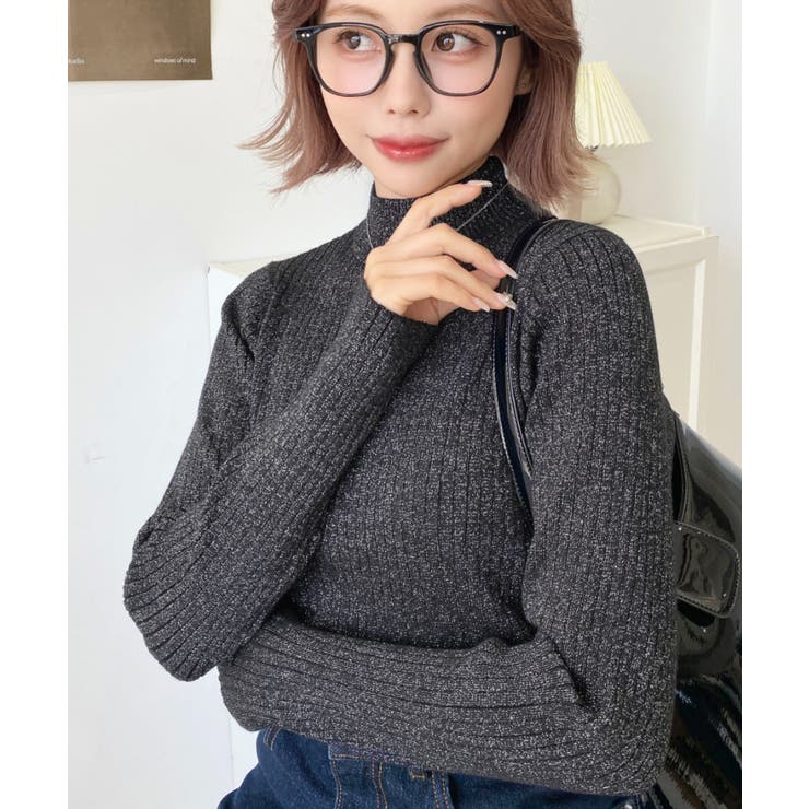 ボトルネックラメニットプルオーバ 12G | moment+ | 詳細画像39 