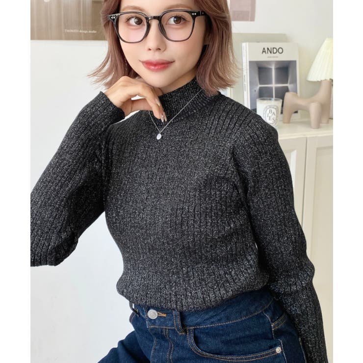 ボトルネックラメニットプルオーバ 12G | moment+ | 詳細画像41 