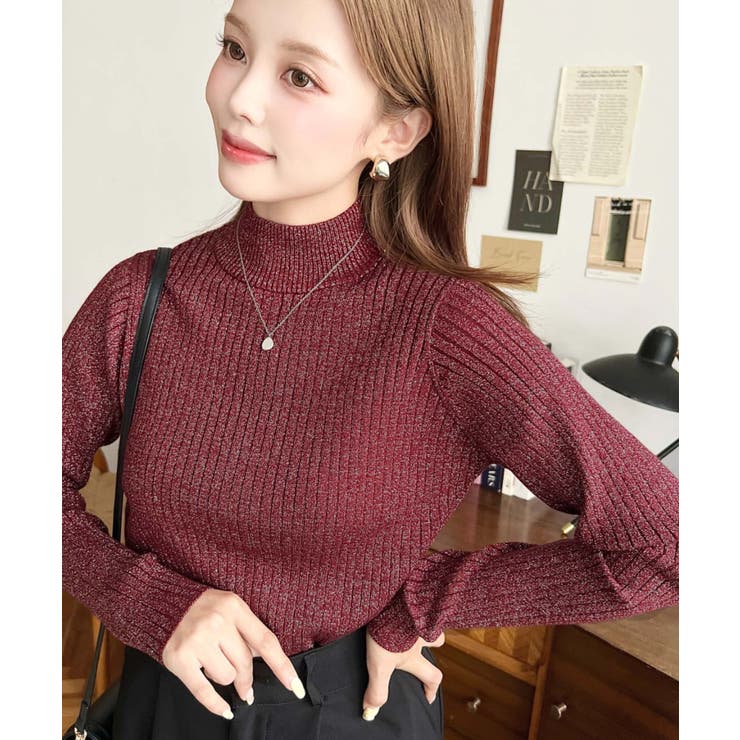 ボトルネックラメニットプルオーバ 12G | moment+ | 詳細画像44 