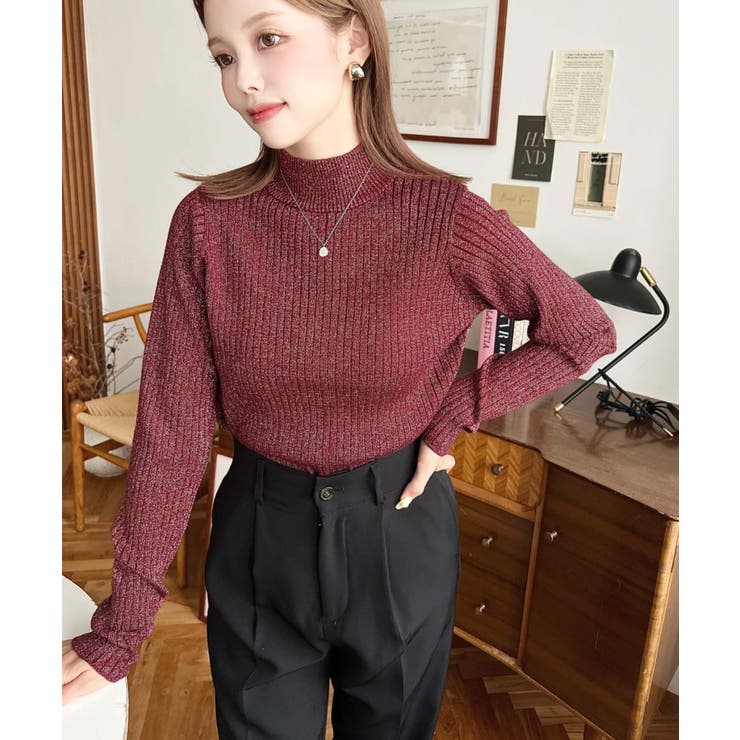 ボトルネックラメニットプルオーバ 12G | moment+ | 詳細画像45 