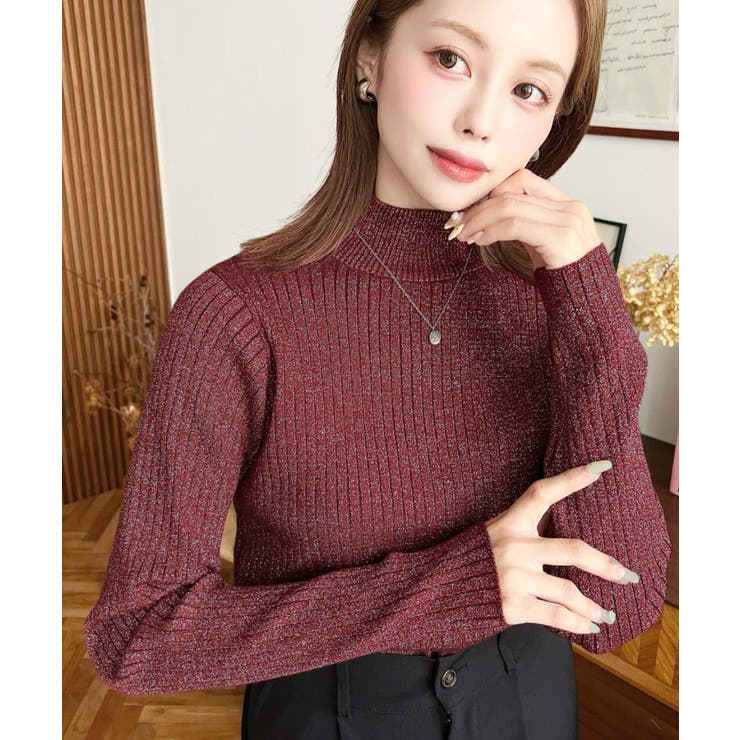 ボトルネックラメニットプルオーバ 12G | moment+ | 詳細画像46 