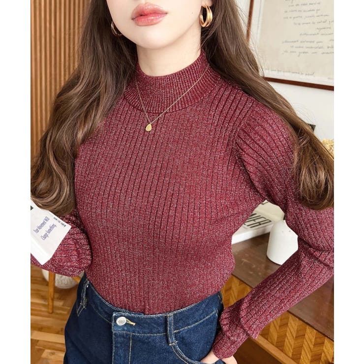 ボトルネックラメニットプルオーバ 12G | moment+ | 詳細画像49 