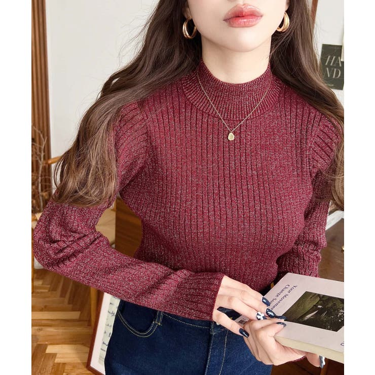 ボトルネックラメニットプルオーバ 12G | moment+ | 詳細画像50 