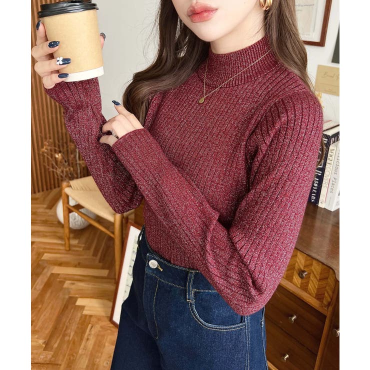 ボトルネックラメニットプルオーバ 12G | moment+ | 詳細画像51 