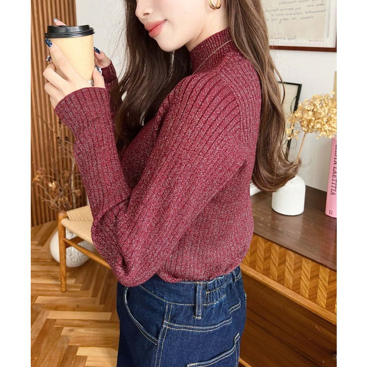 ボトルネックラメニットプルオーバ 12G | moment+ | 詳細画像52 