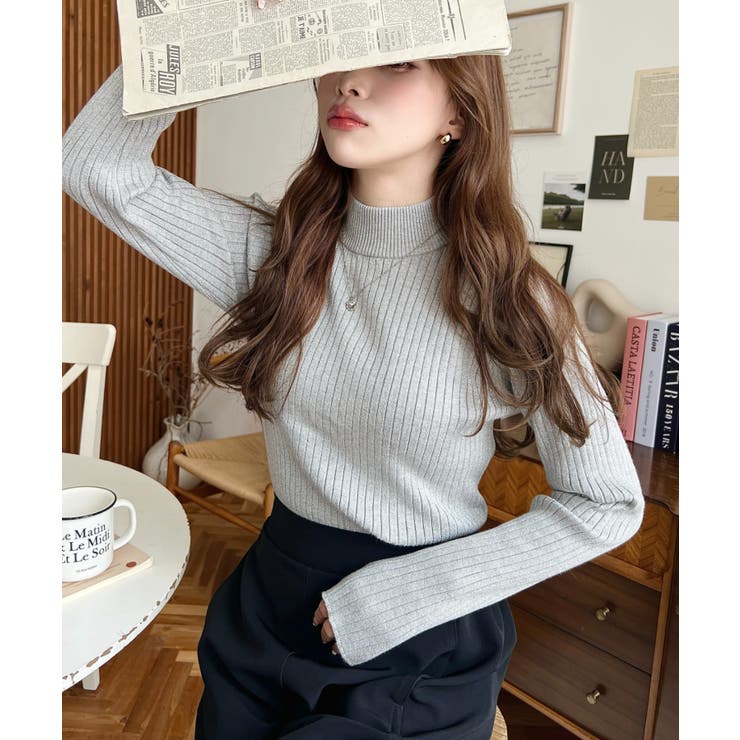 ボトルネックラメニットプルオーバ 12G | moment+ | 詳細画像57 