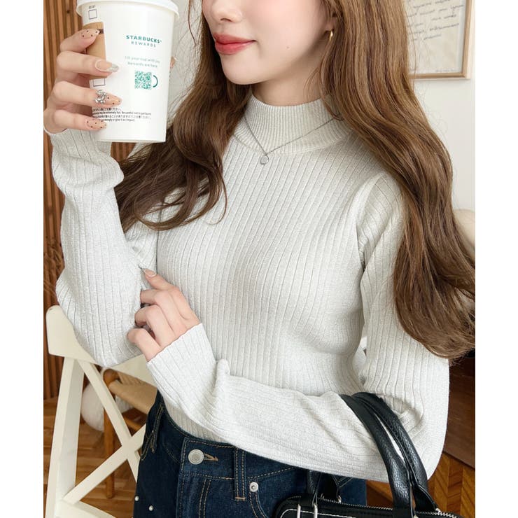 ボトルネックラメニットプルオーバ 12G | moment+ | 詳細画像6 