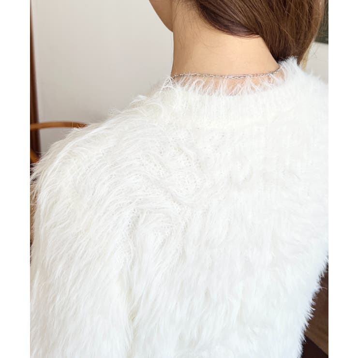 クルーネックショート丈ロングフェザーニットプルオーバー | moment+ | 詳細画像10 