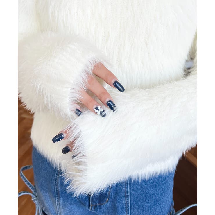 クルーネックショート丈ロングフェザーニットプルオーバー | moment+ | 詳細画像8 