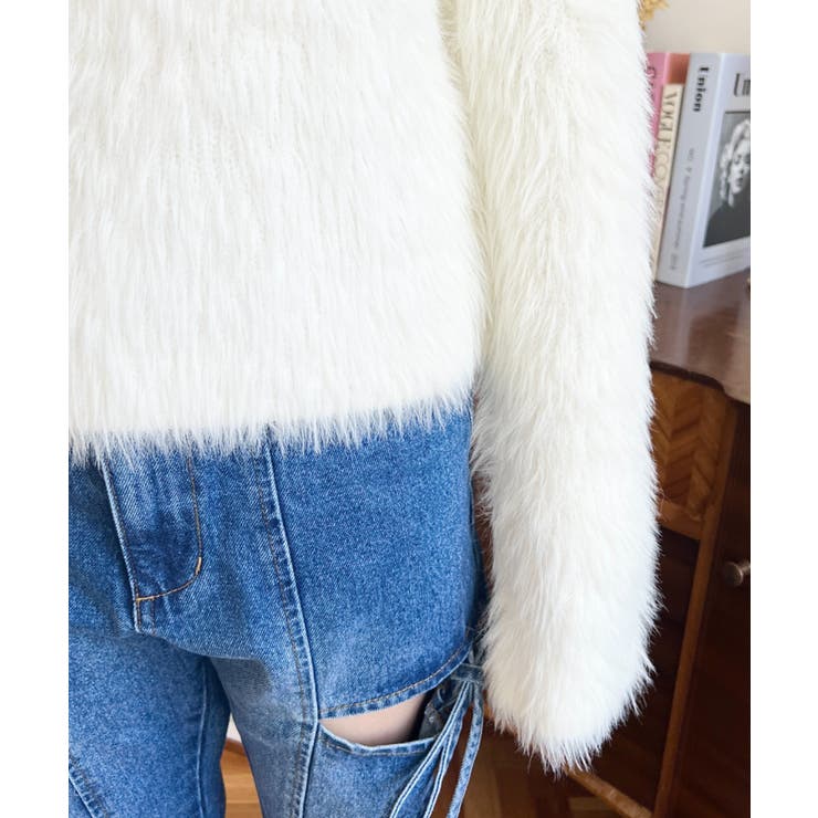 クルーネックショート丈ロングフェザーニットプルオーバー | moment+ | 詳細画像9 