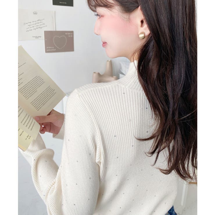 ラインストーンハイネックリブニットプルオーバー | moment+ | 詳細画像14 