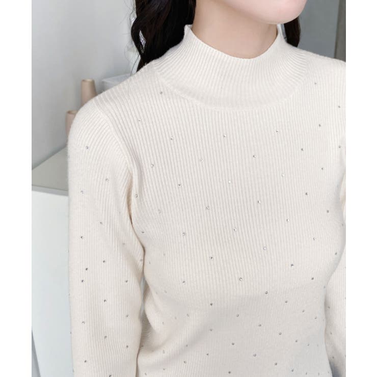 ラインストーンハイネックリブニットプルオーバー | moment+ | 詳細画像16 