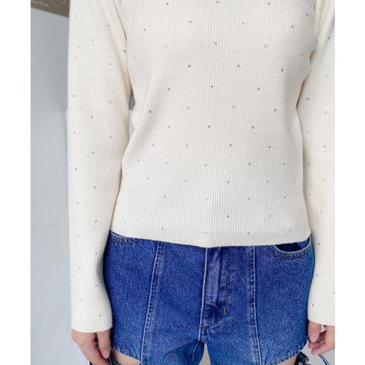 ラインストーンハイネックリブニットプルオーバー | moment+ | 詳細画像17 