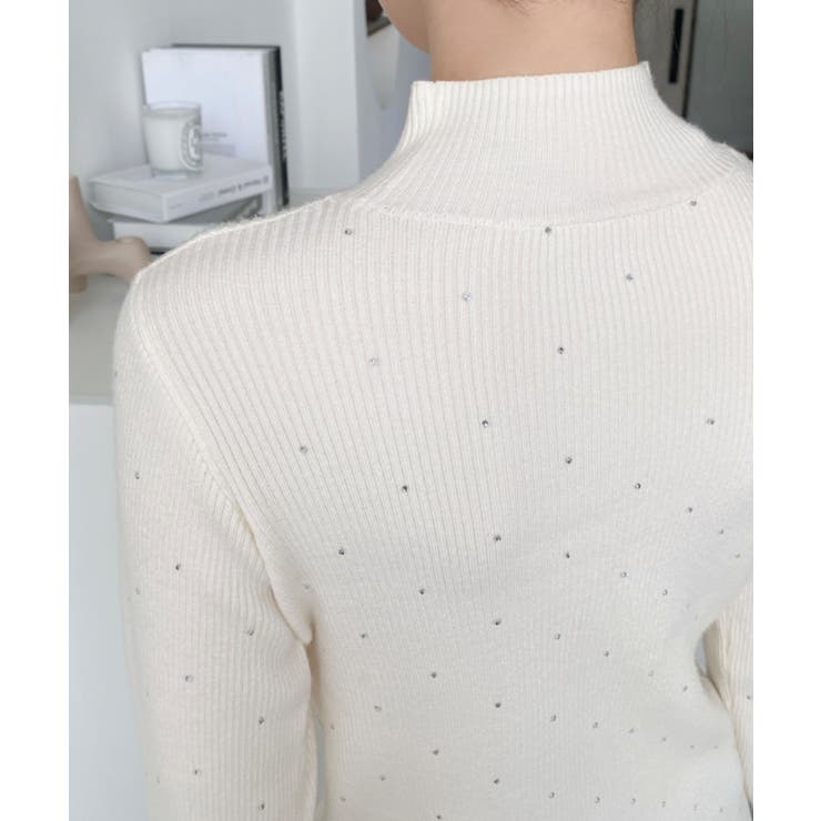 ラインストーンハイネックリブニットプルオーバー | moment+ | 詳細画像19 