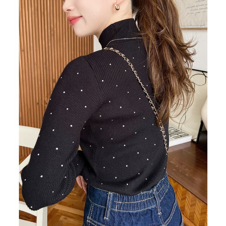 ラインストーンハイネックリブニットプルオーバー | moment+ | 詳細画像23 