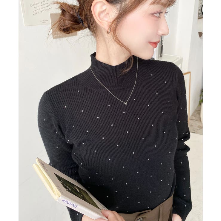 ラインストーンハイネックリブニットプルオーバー | moment+ | 詳細画像26 
