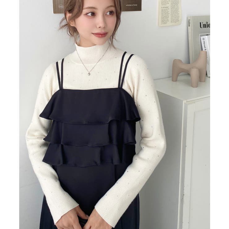 ラインストーンハイネックリブニットプルオーバー | moment+ | 詳細画像8 