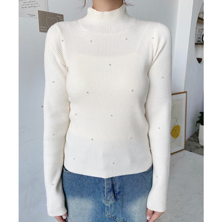 パールハイネックリブニットプルオーバー | moment+ | 詳細画像16 