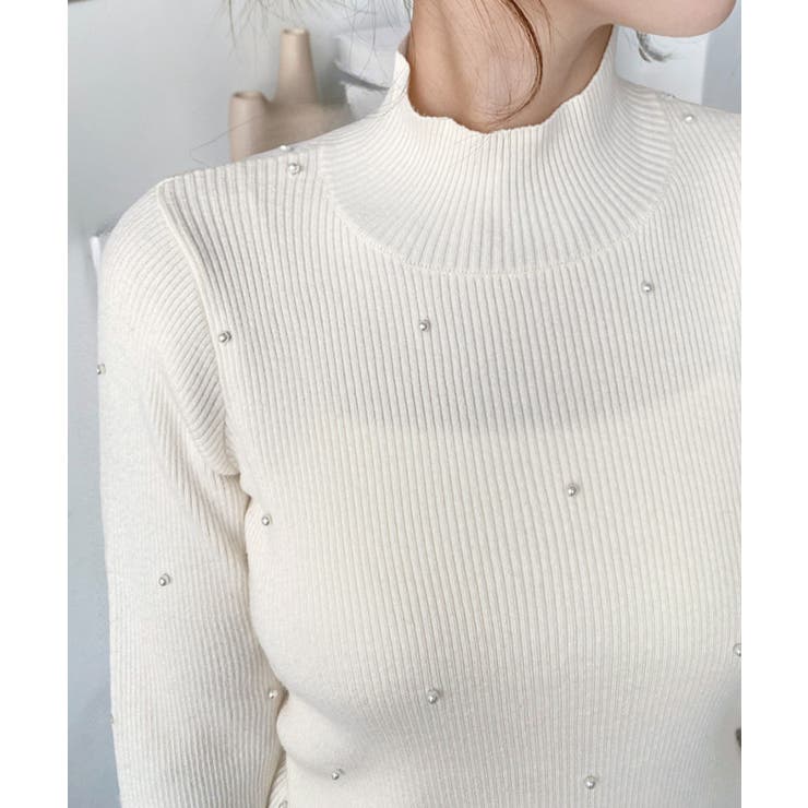 パールハイネックリブニットプルオーバー | moment+ | 詳細画像17 