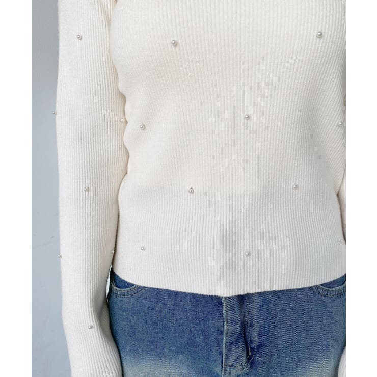 パールハイネックリブニットプルオーバー | moment+ | 詳細画像18 