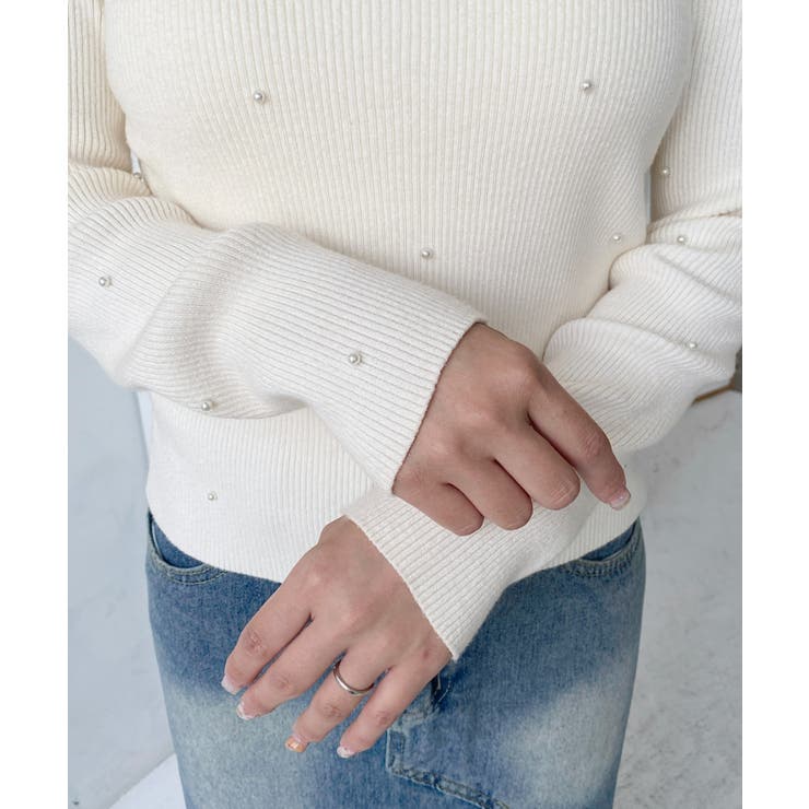 パールハイネックリブニットプルオーバー | moment+ | 詳細画像19 