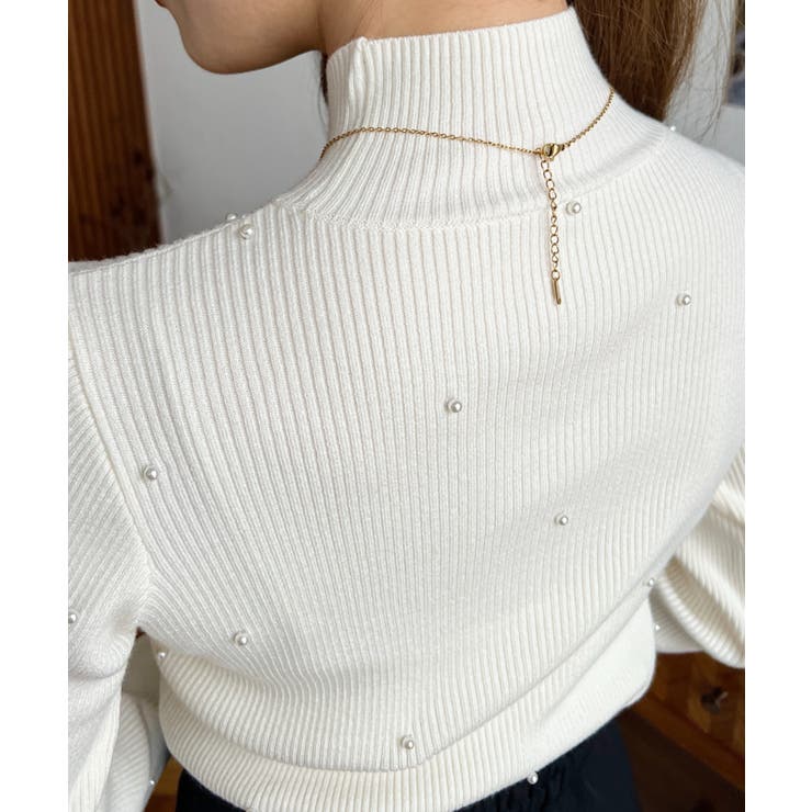 パールハイネックリブニットプルオーバー | moment+ | 詳細画像20 