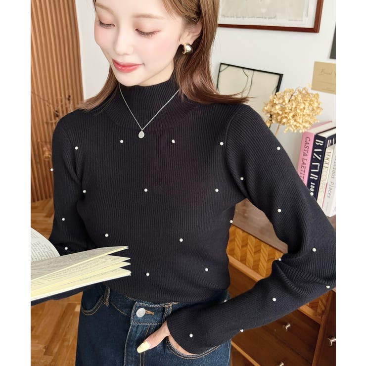 パールハイネックリブニットプルオーバー | moment+ | 詳細画像24 