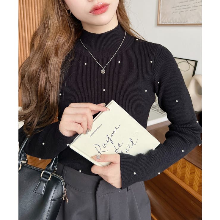 パールハイネックリブニットプルオーバー | moment+ | 詳細画像26 