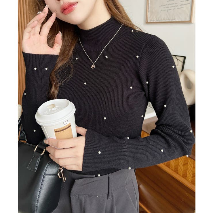 パールハイネックリブニットプルオーバー | moment+ | 詳細画像27 