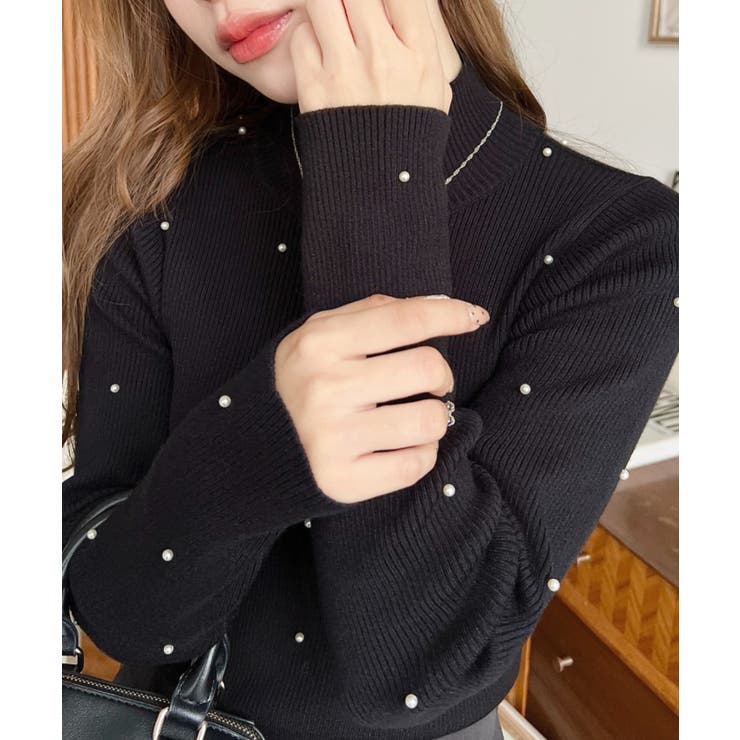 パールハイネックリブニットプルオーバー | moment+ | 詳細画像28 