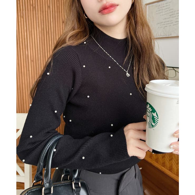 パールハイネックリブニットプルオーバー | moment+ | 詳細画像29 