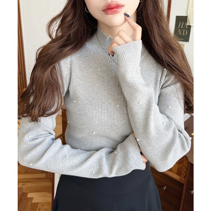 パールハイネックリブニットプルオーバー | moment+ | 詳細画像31 