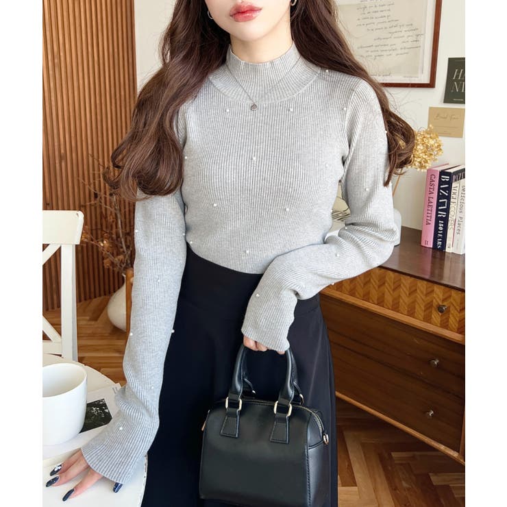 パールハイネックリブニットプルオーバー | moment+ | 詳細画像34 