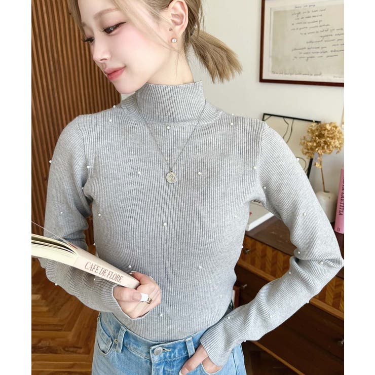 パールハイネックリブニットプルオーバー | moment+ | 詳細画像35 