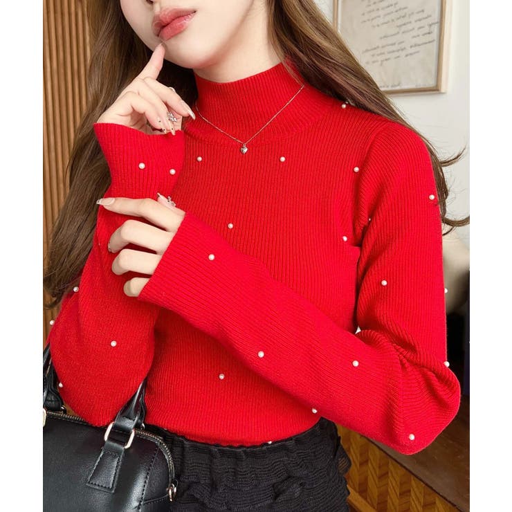 パールハイネックリブニットプルオーバー | moment+ | 詳細画像41 