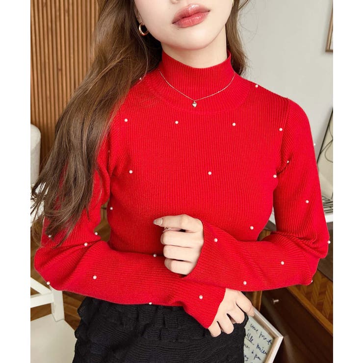 パールハイネックリブニットプルオーバー | moment+ | 詳細画像42 