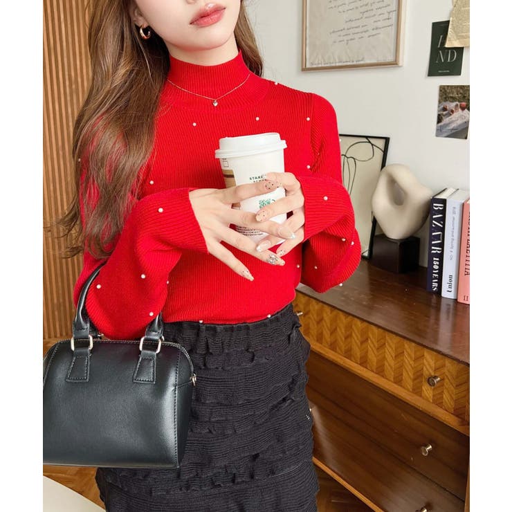 パールハイネックリブニットプルオーバー | moment+ | 詳細画像43 