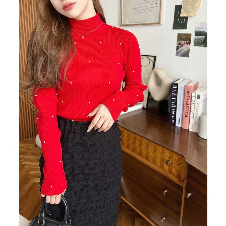 パールハイネックリブニットプルオーバー | moment+ | 詳細画像44 