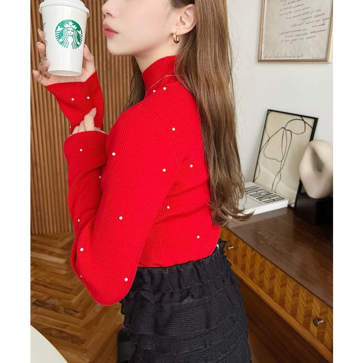 パールハイネックリブニットプルオーバー | moment+ | 詳細画像45 