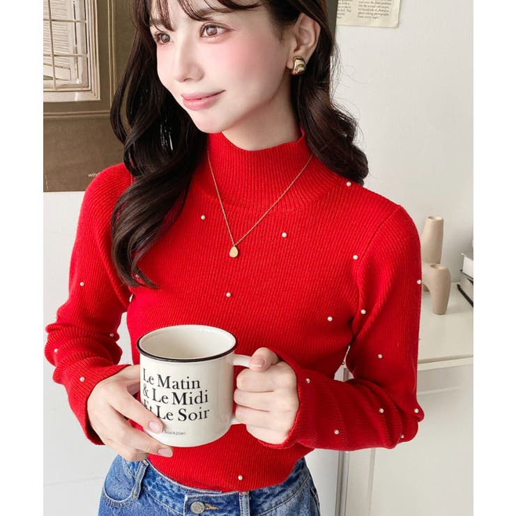 パールハイネックリブニットプルオーバー | moment+ | 詳細画像47 