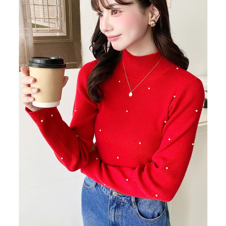 パールハイネックリブニットプルオーバー | moment+ | 詳細画像48 