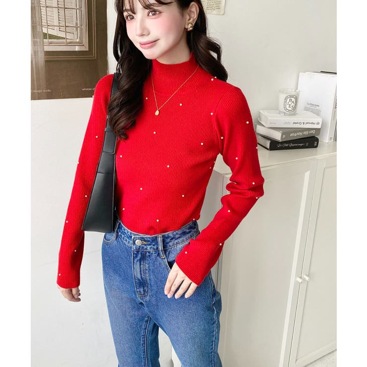 パールハイネックリブニットプルオーバー | moment+ | 詳細画像51 