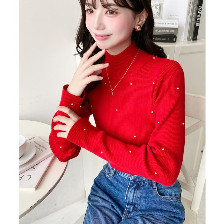 パールハイネックリブニットプルオーバー | moment+ | 詳細画像52 