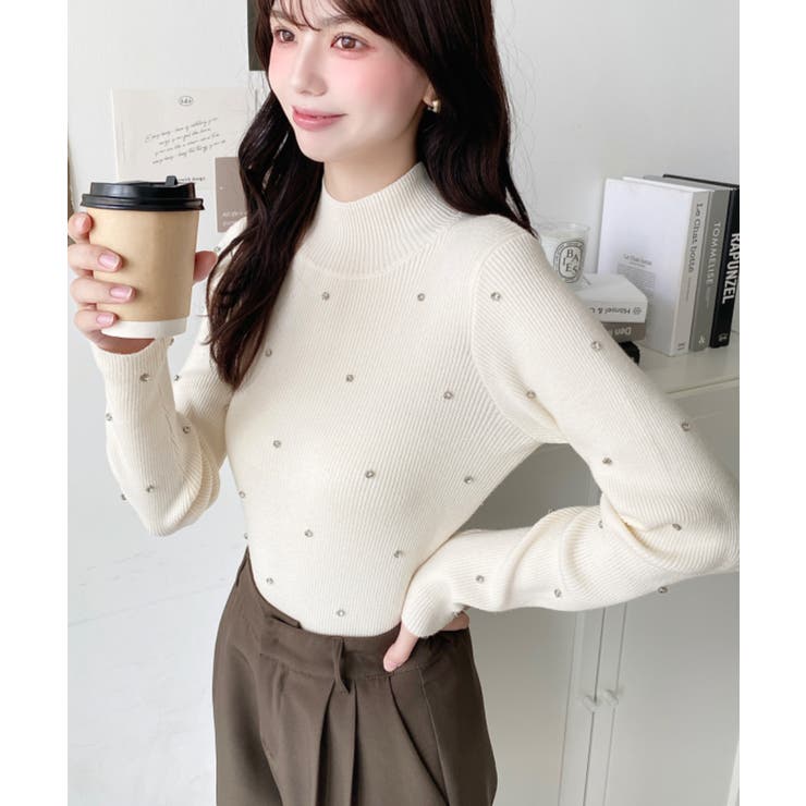 ビジューハイネックリブニットプルオーバー | moment+ | 詳細画像13 