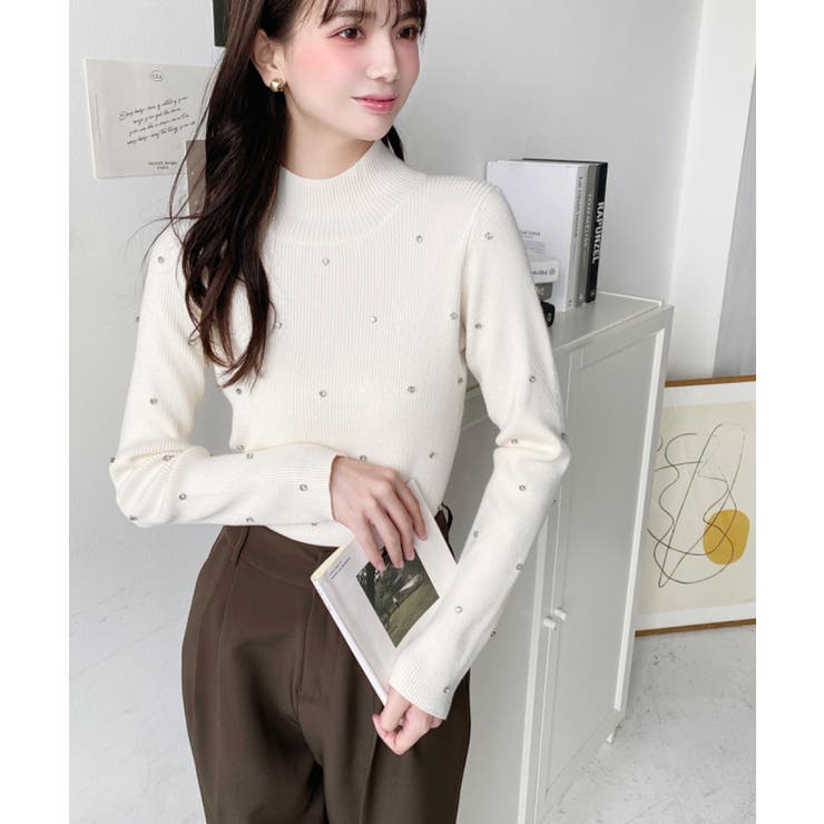 ビジューハイネックリブニットプルオーバー | moment+ | 詳細画像16 