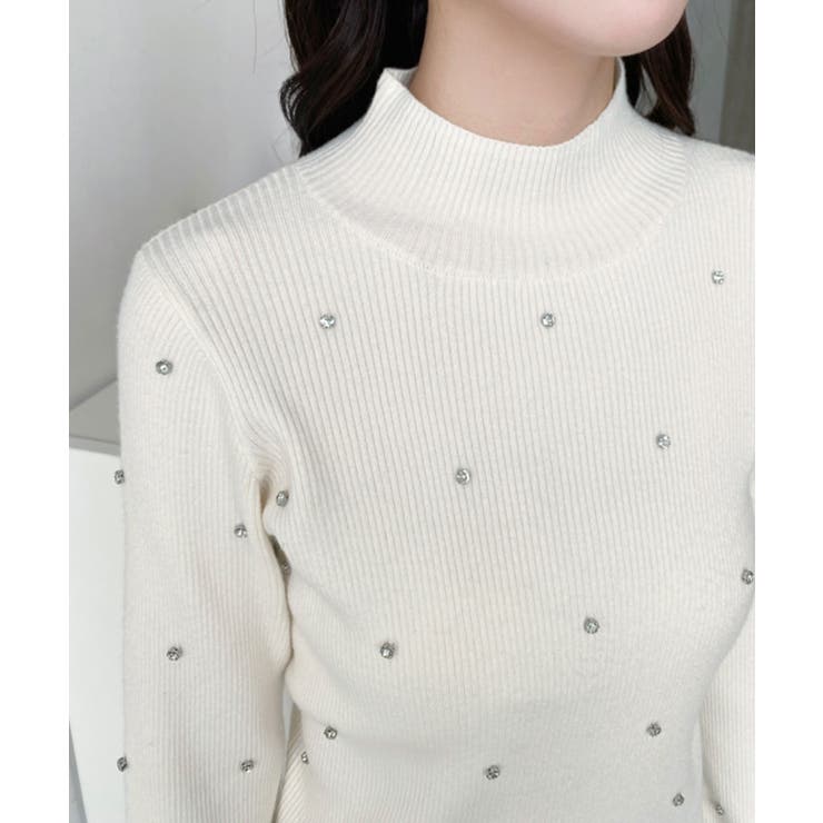 ビジューハイネックリブニットプルオーバー | moment+ | 詳細画像18 