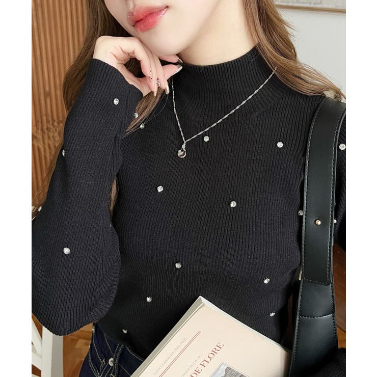 ビジューハイネックリブニットプルオーバー | moment+ | 詳細画像23 